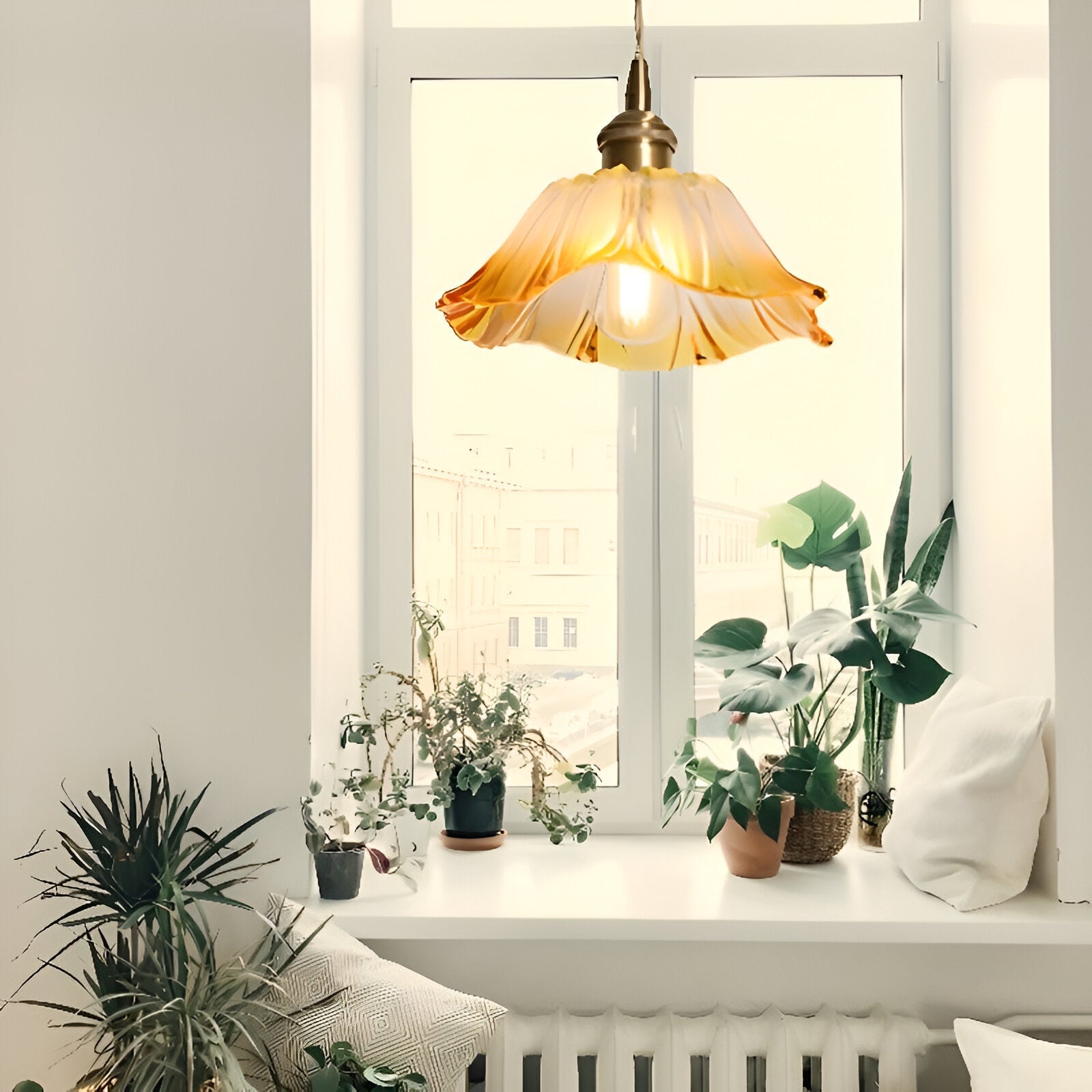 Lotus Glow Vintage Glass Pendant Light