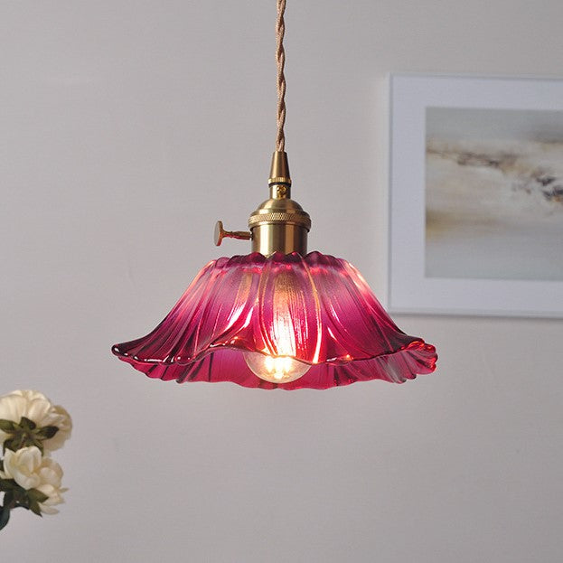 Lotus Glow Vintage Glass Pendant Light