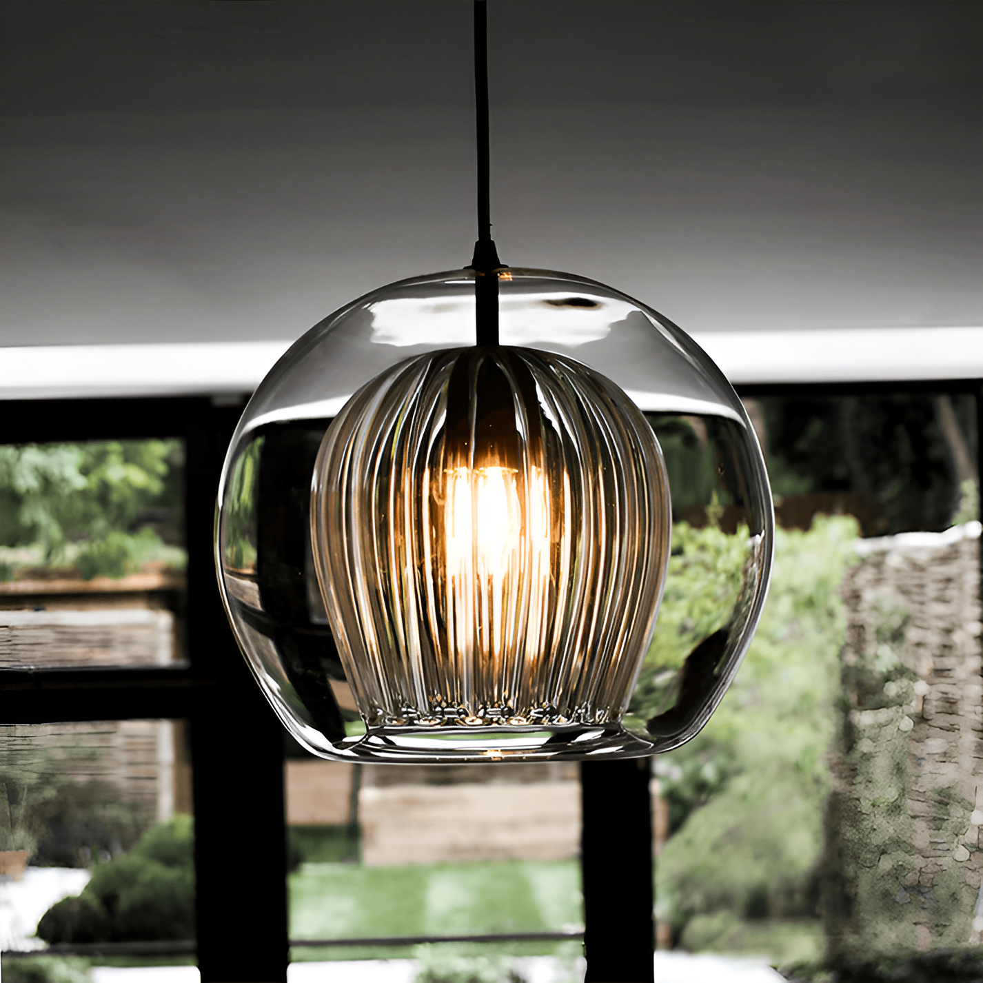 Retro Glass Globe Shape Pendant Light