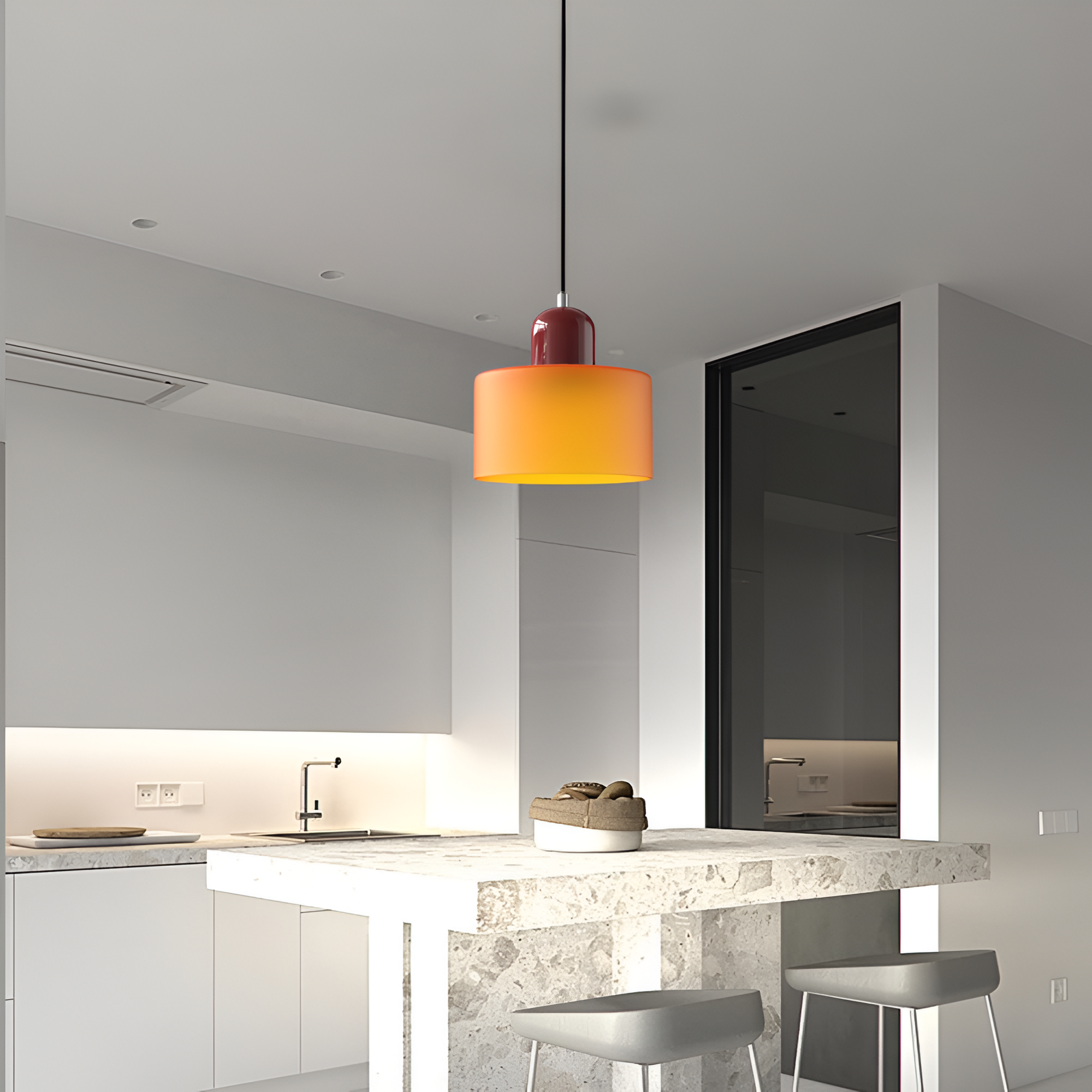 Nordic Iron Body Two-Tone Glass Pendant Light