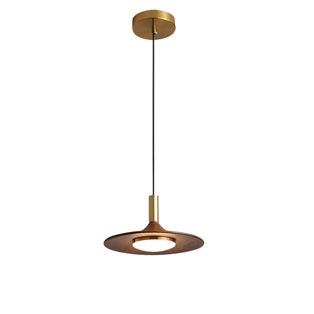 Nordic Style Walnut-Finish Iron Pendant Light
