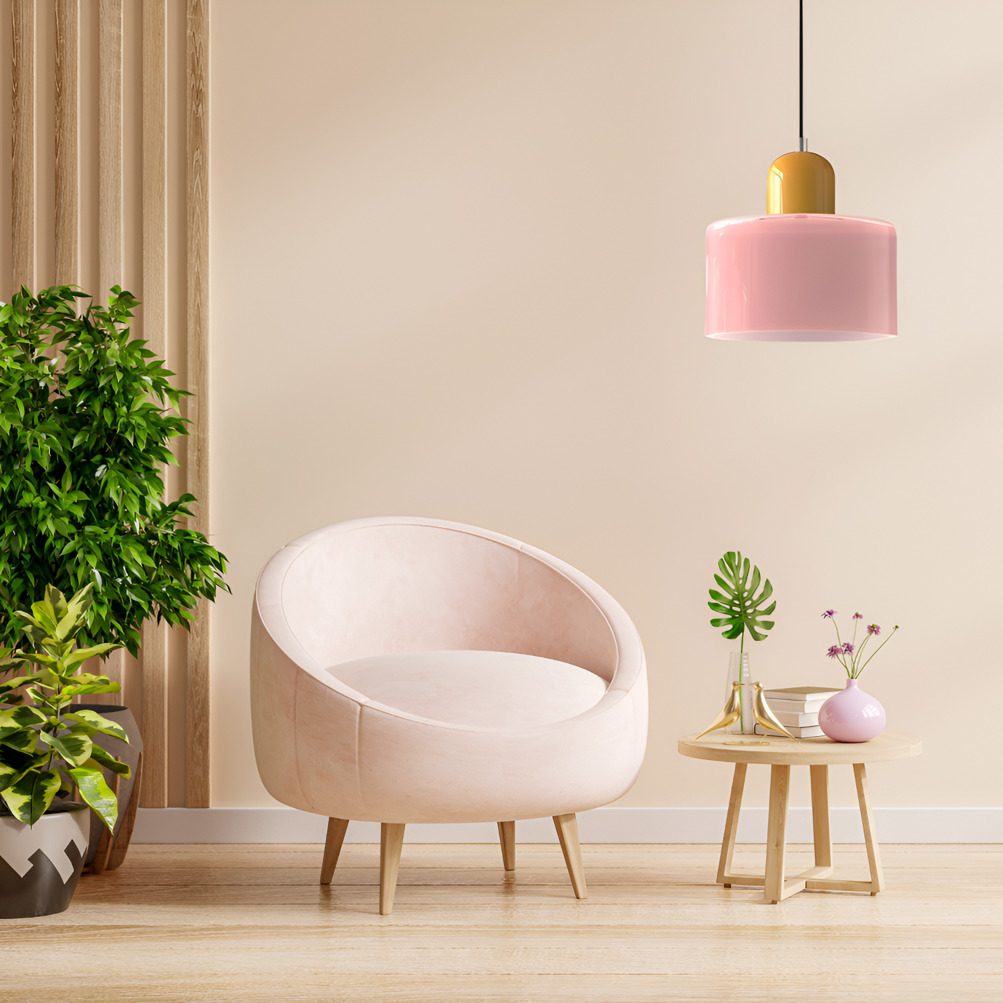 Nordic Iron Body Two-Tone Glass Pendant Light