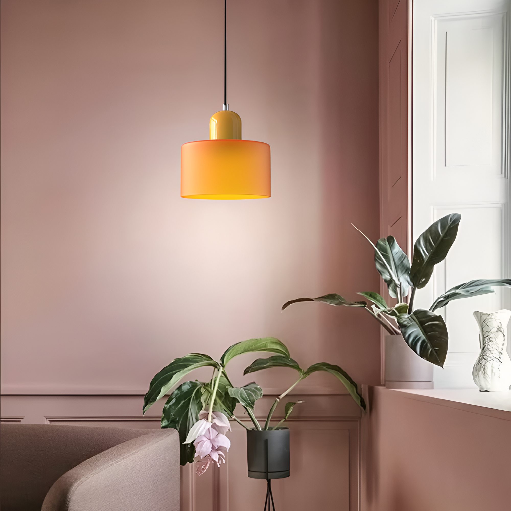 Nordic Iron Body Two-Tone Glass Pendant Light
