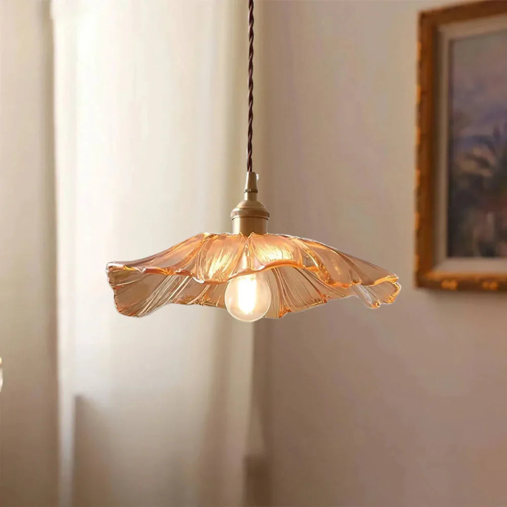 Lotus Glow Vintage Glass Pendant Light