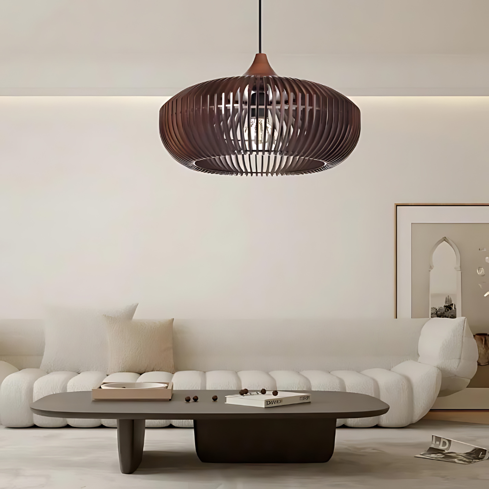 The Halo of Zen Japandi Wood Pendant Light