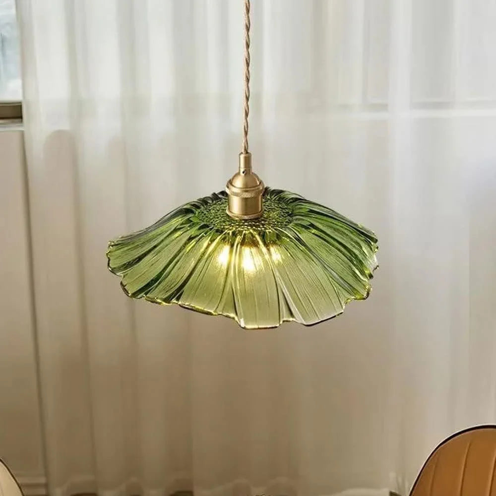 Lotus Glow Vintage Glass Pendant Light
