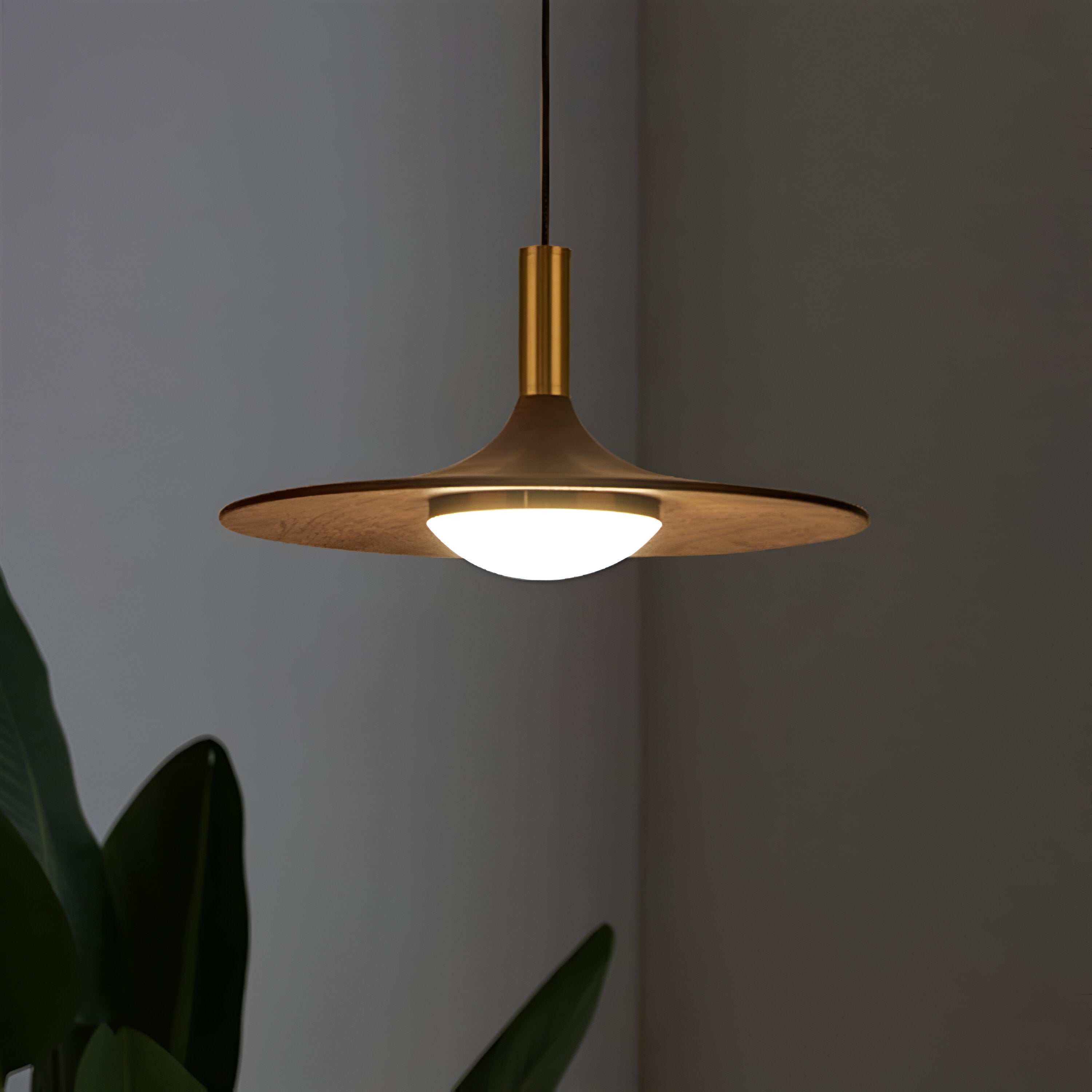 Nordic Style Walnut-Finish Iron Pendant Light