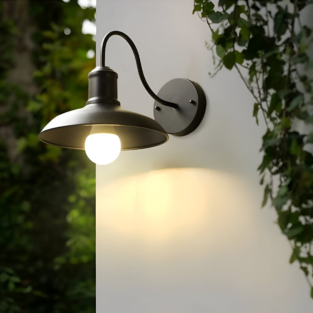 Industrial Bowl Shaped Iron Outdoor Wall Light