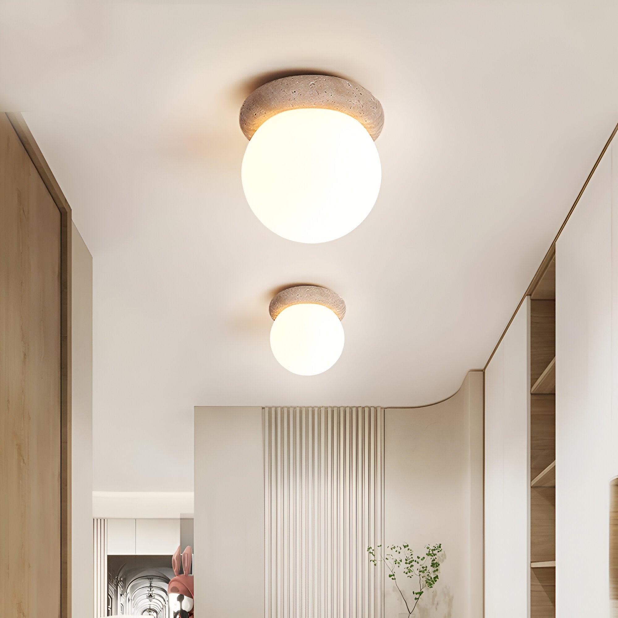Asteroid Travertine Outdoor Wall Light