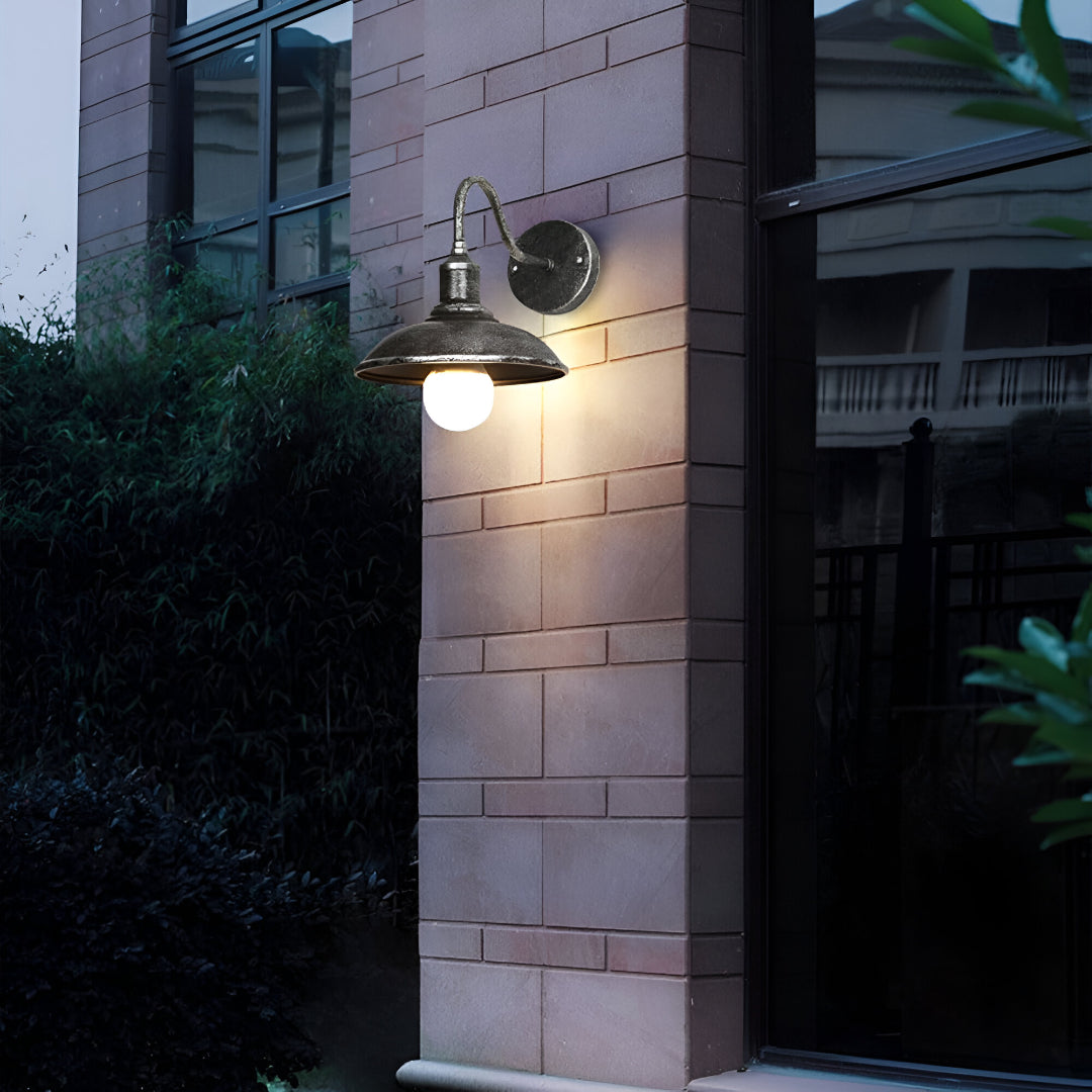 Industrial Bowl Shaped Iron Outdoor Wall Light