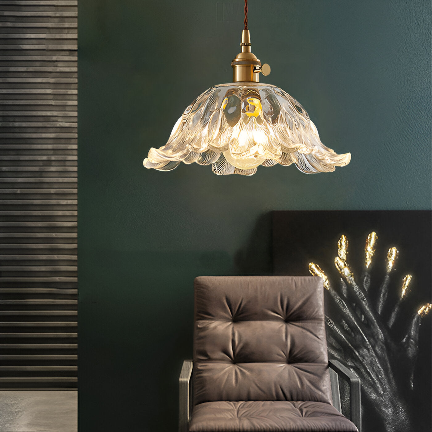 Retro French Flower Glass Pendant Light