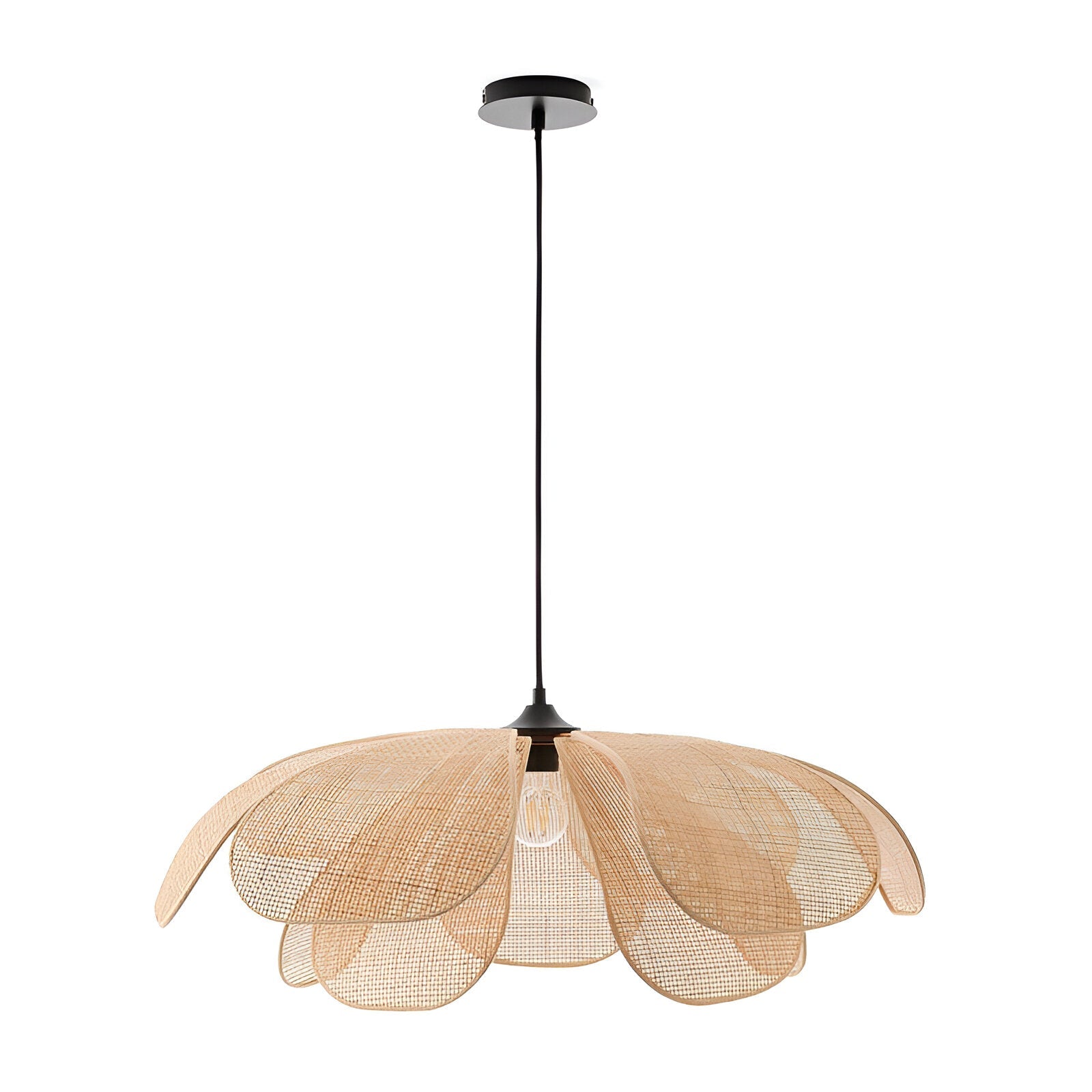 Bamboo Rattan Petal Rustic Wicker Pendant Light