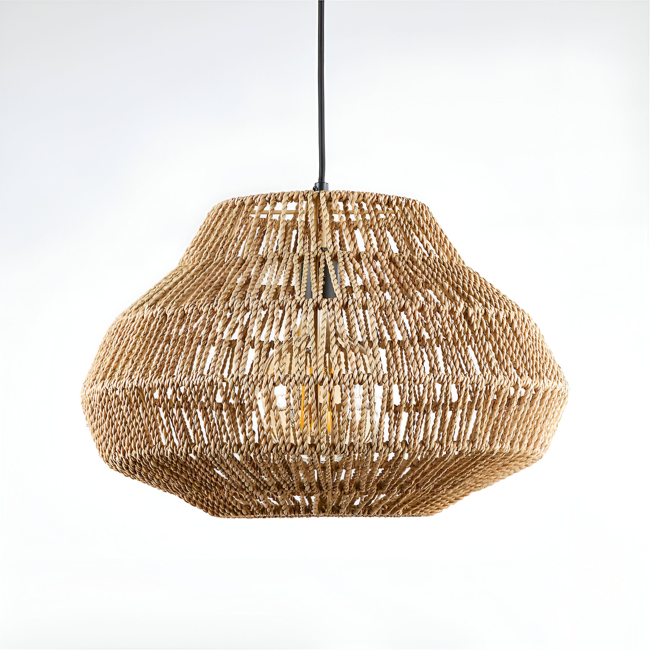 Boho Style Woven Handmade Rattan Pendant Light