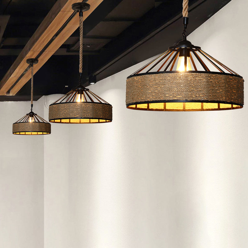 Classic Hemp Rope Rustic Iron Pendant Light