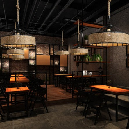 Classic Hemp Rope Rustic Iron Pendant Light