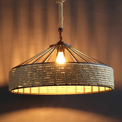 Classic Hemp Rope Rustic Iron Pendant Light