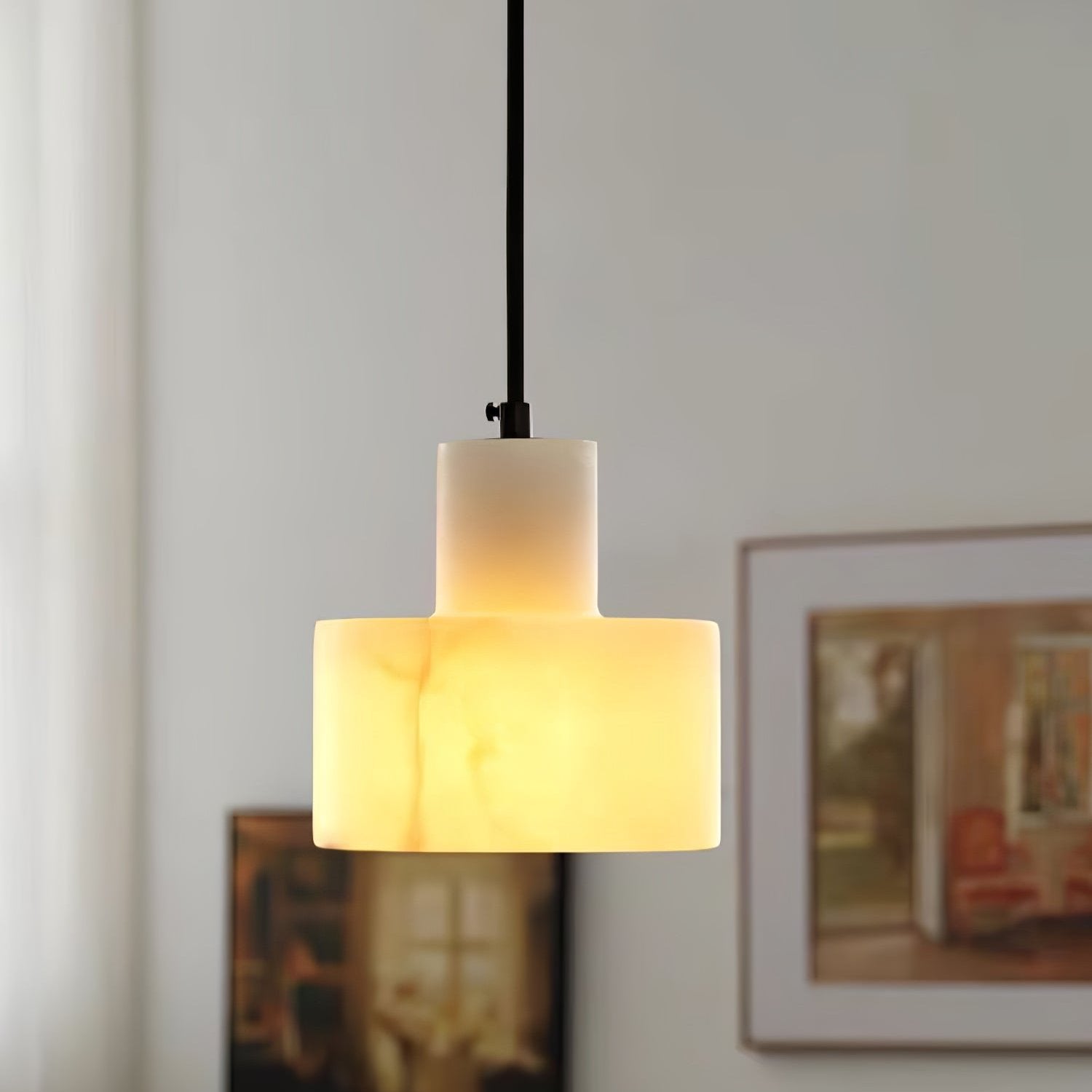 Nordic Cylindrical Alabaster Pendant Light