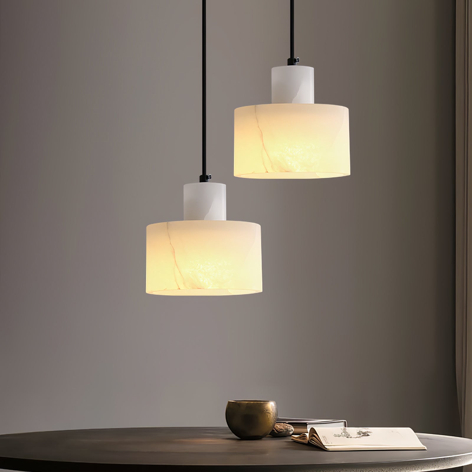 Nordic Cylindrical Alabaster Pendant Light