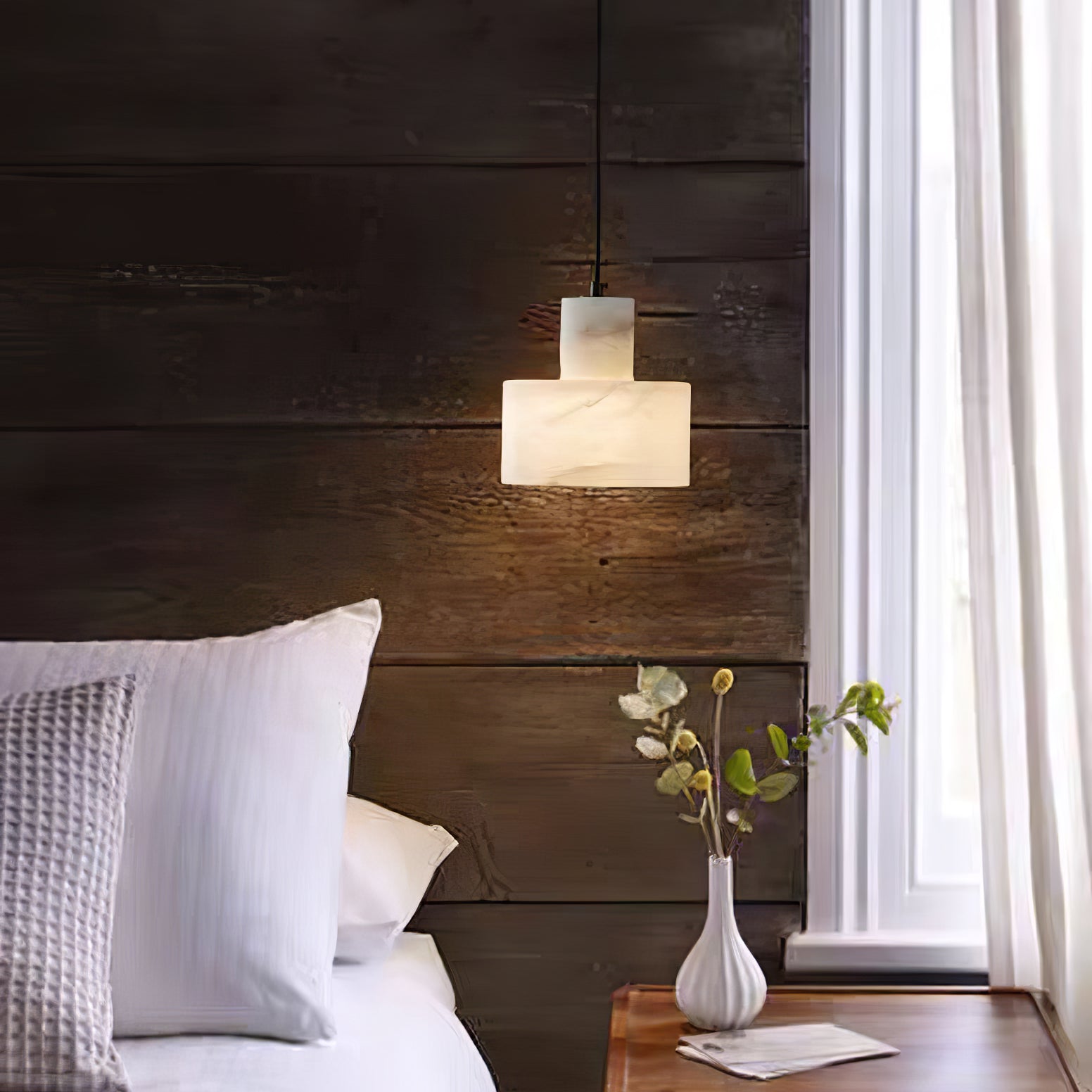 Nordic Cylindrical Alabaster Pendant Light