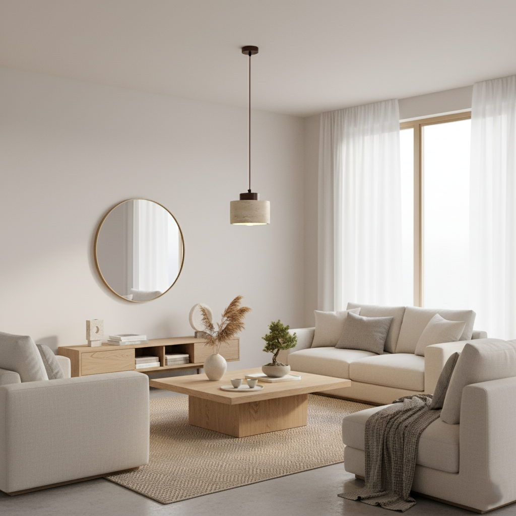 Nordic Travertine Clear Minimalist Pendant Light