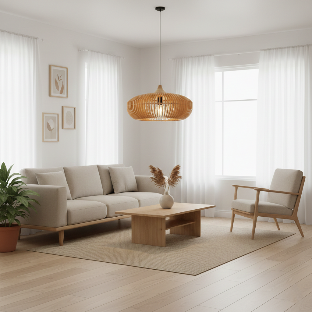 The Halo of Zen Japandi Wood Pendant Light