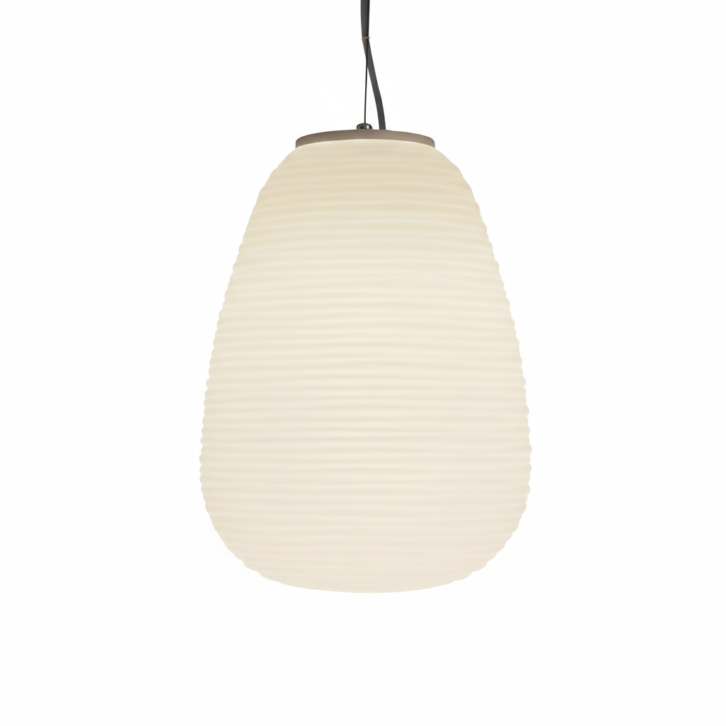 Nordic Modern Ribbed Opal White Globe Glass Pendant Light