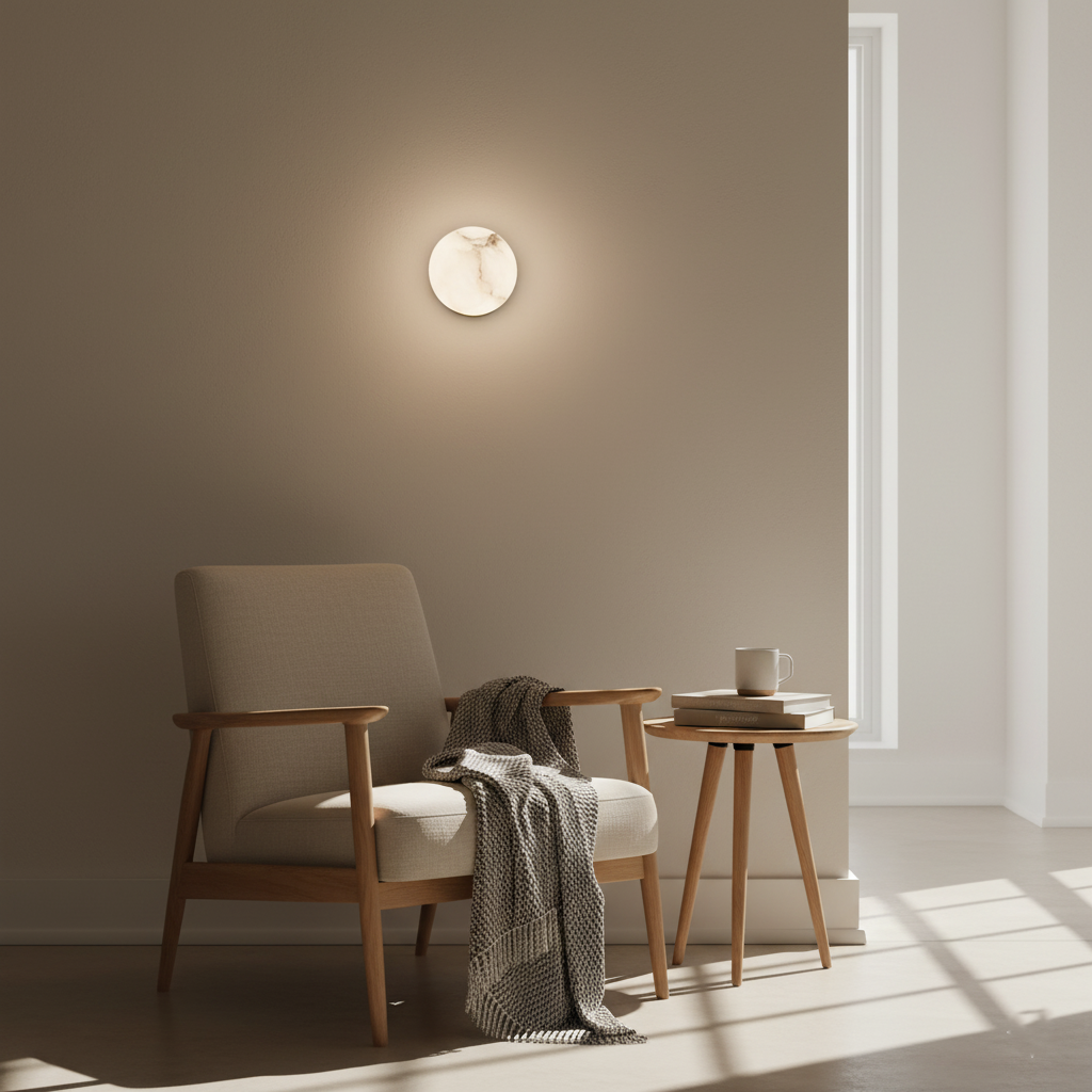 Alabaster Elegance Japandi Mini Orb Wall Lamp