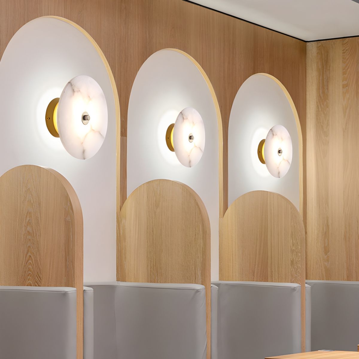 Modern Luxury Round Marble Alabaster Wall Light