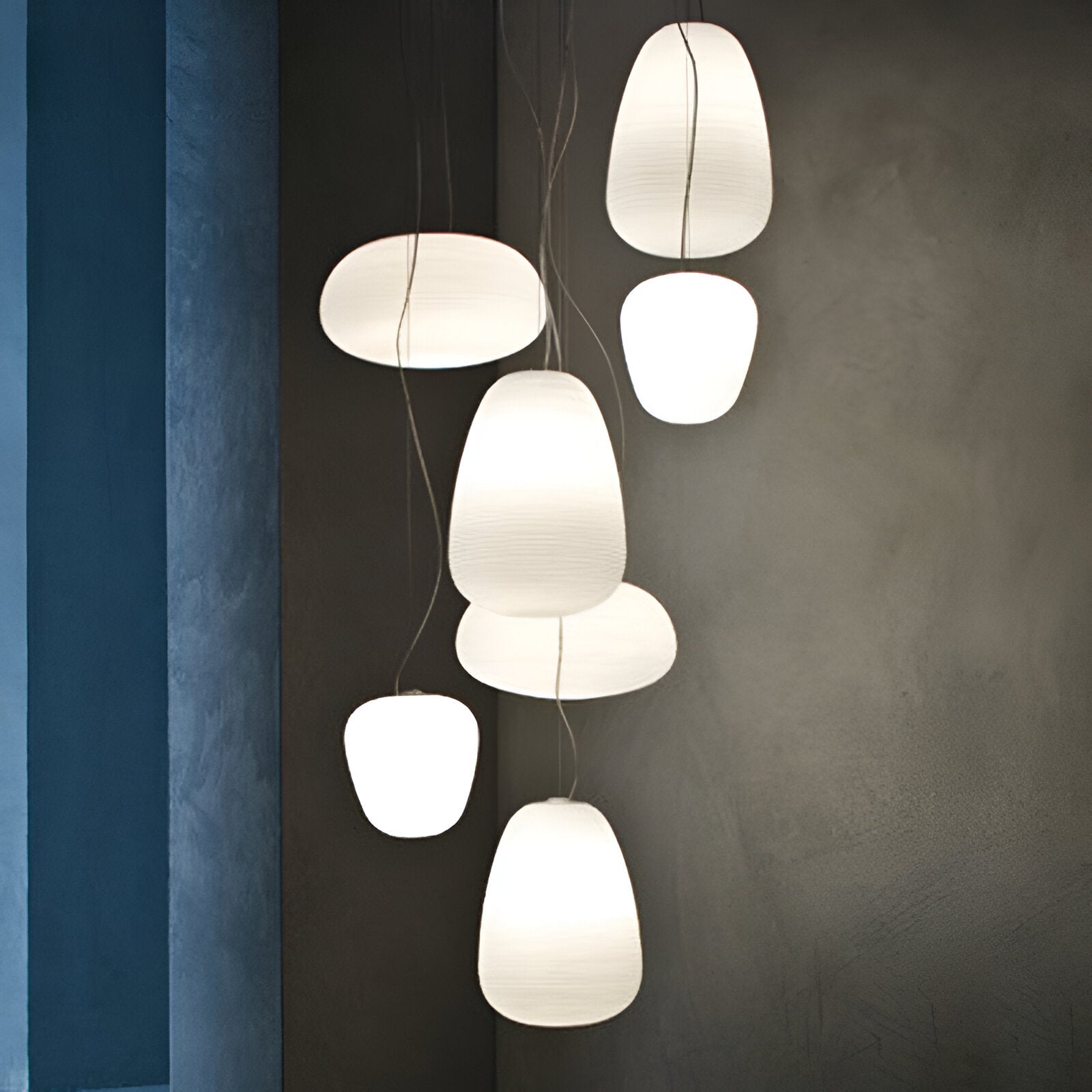 Nordic Modern Ribbed Opal White Globe Glass Pendant Light