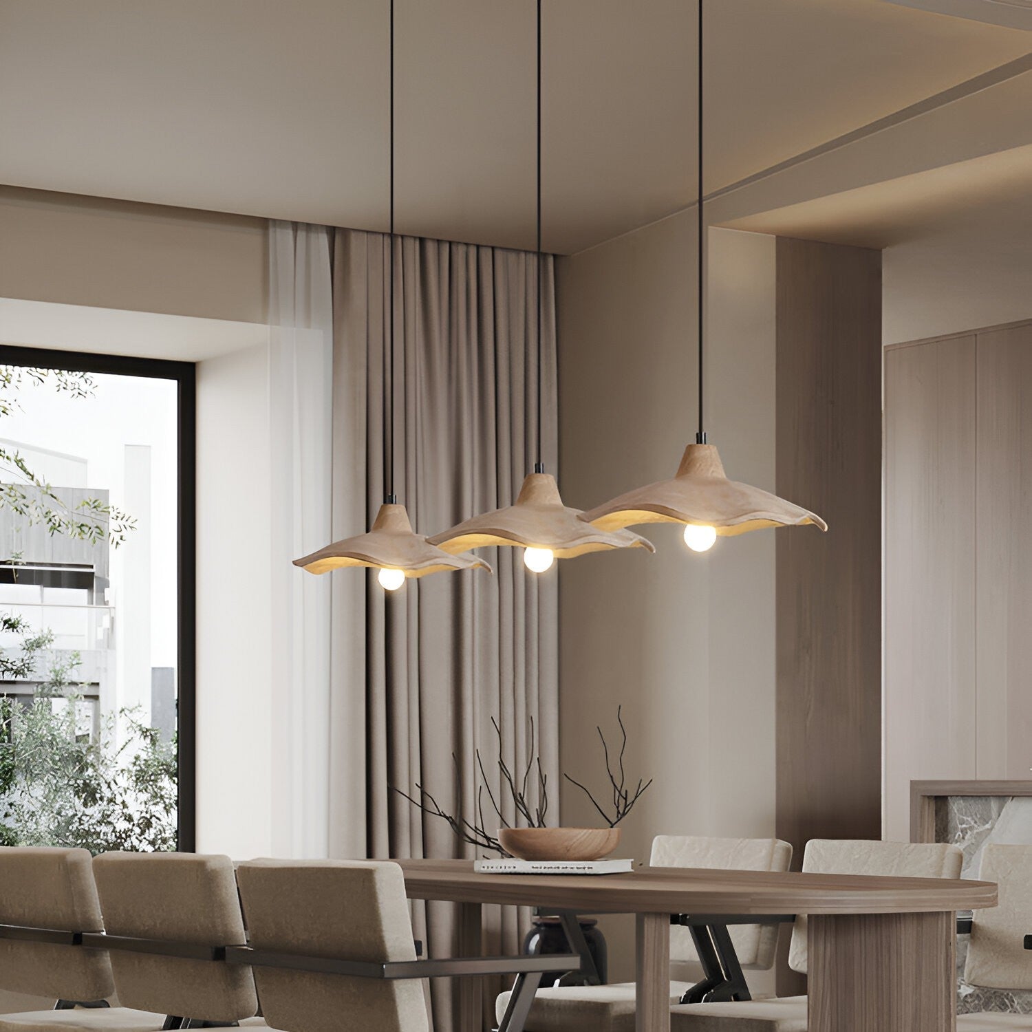 Nordic Wabi-Sabi Flower-Shaped Cement Pendant Light