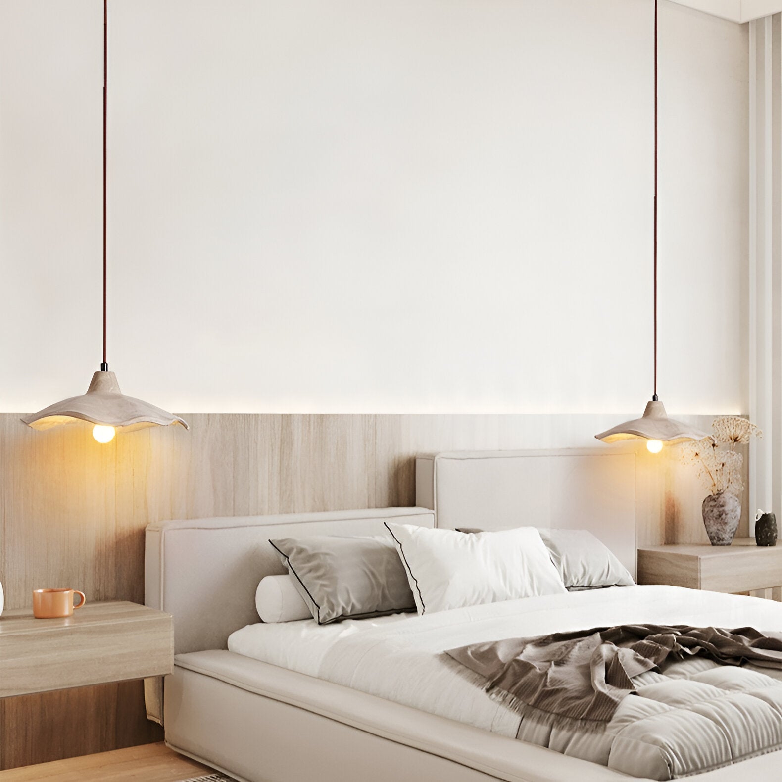 Nordic Wabi-Sabi Flower-Shaped Cement Pendant Light