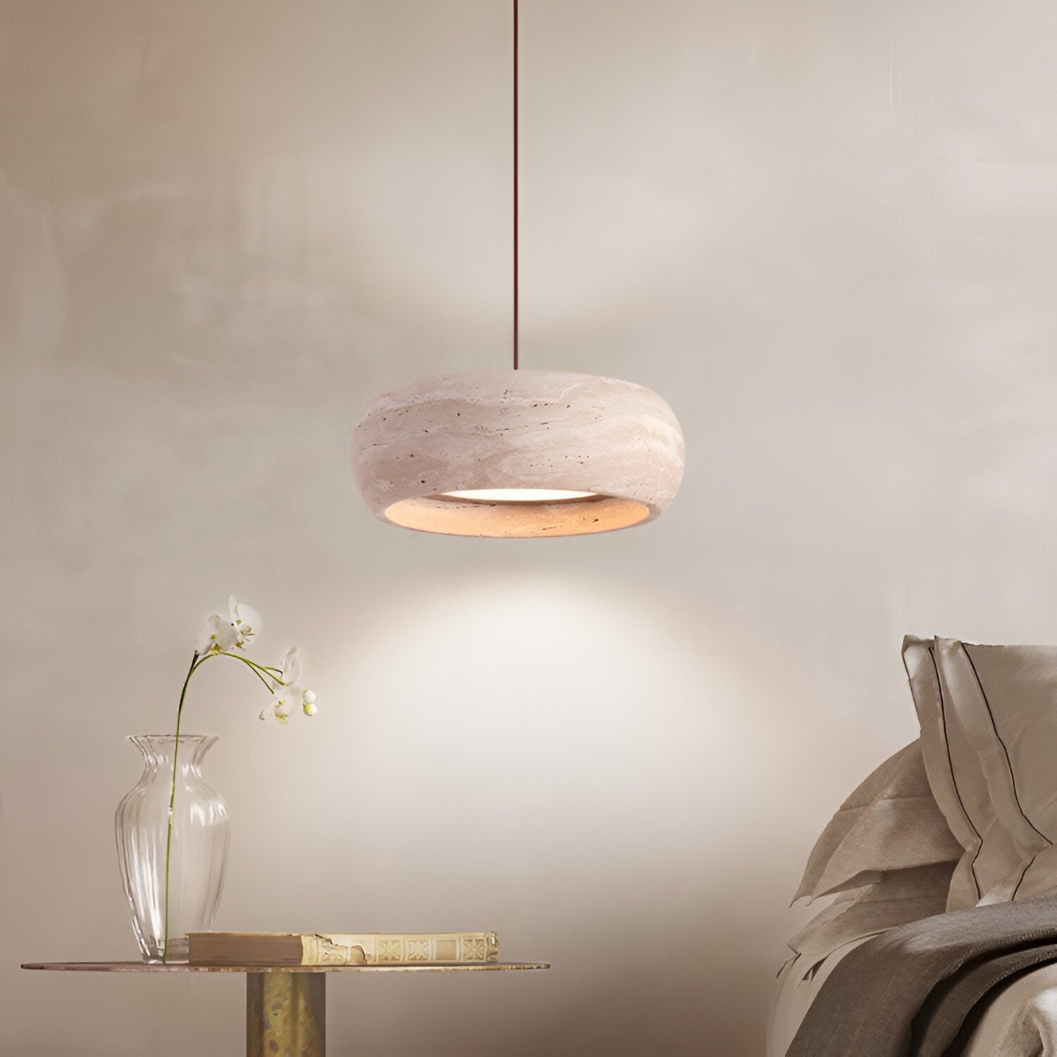 Wabi Sabi Style Travertine Stone Pendant Light