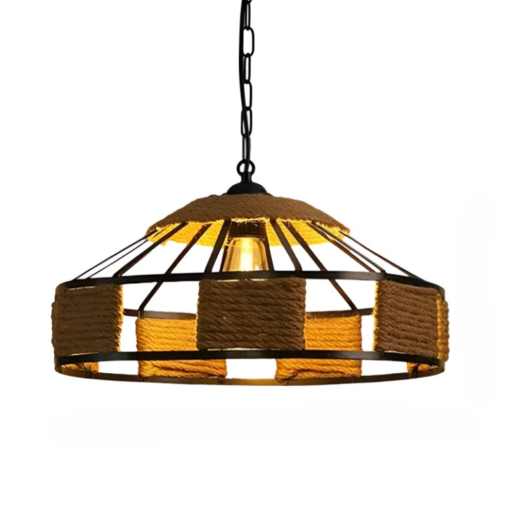 Classic Hemp Rope Rustic Iron Pendant Light