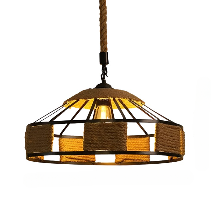 Classic Hemp Rope Rustic Iron Pendant Light