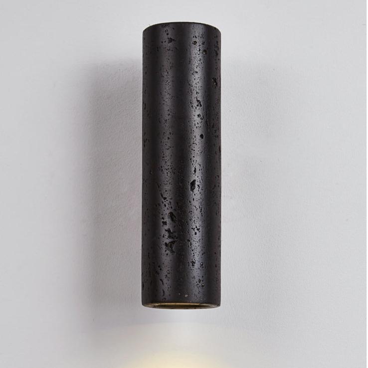 Minimalist Black Travertine Tube Wall Light