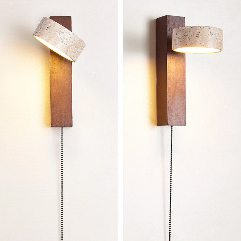 Travertine Wood Bedside Wall Light