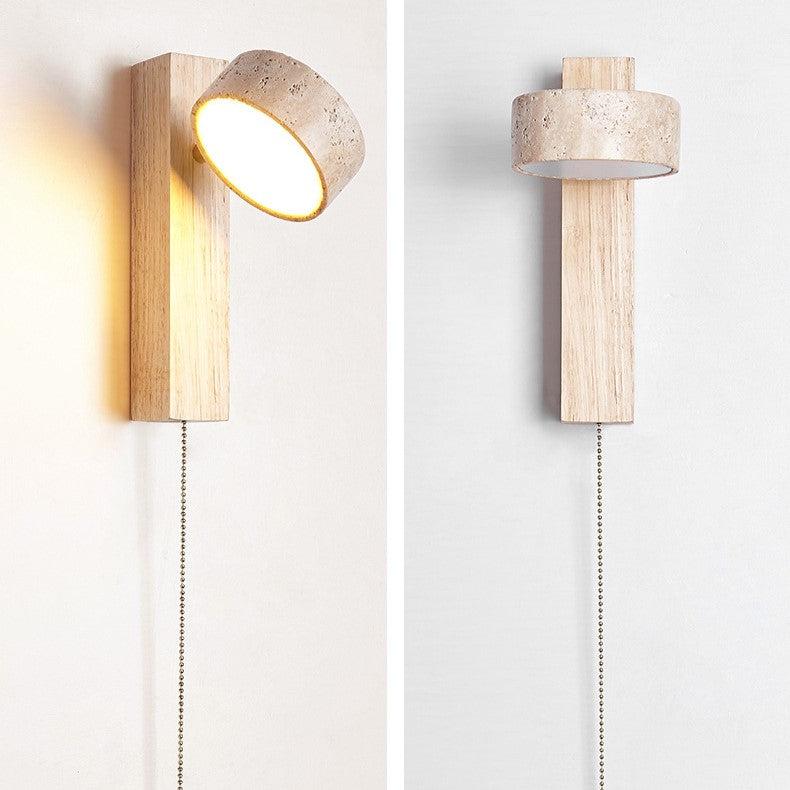 Travertine Wood Bedside Wall Light
