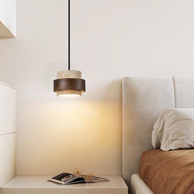 Yellow Travertine Japandi Minimalist Stone Pendant Light