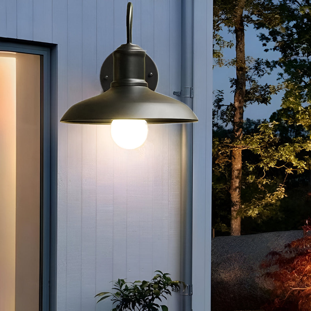 Industrial Bowl Shaped Iron Outdoor Wall Light