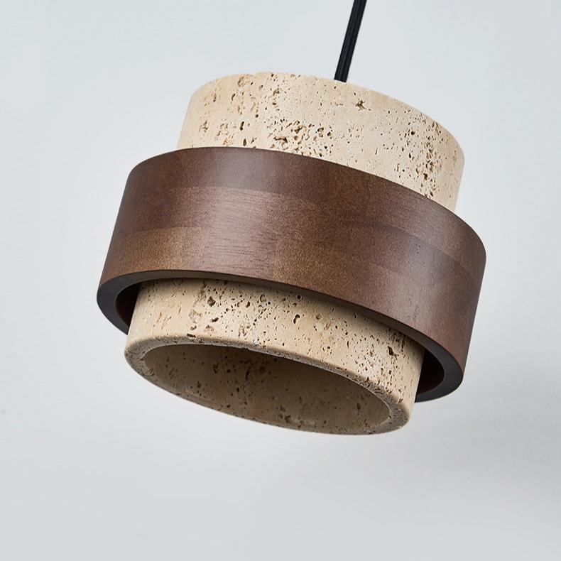 Yellow Travertine Japandi Minimalist Stone Pendant Light