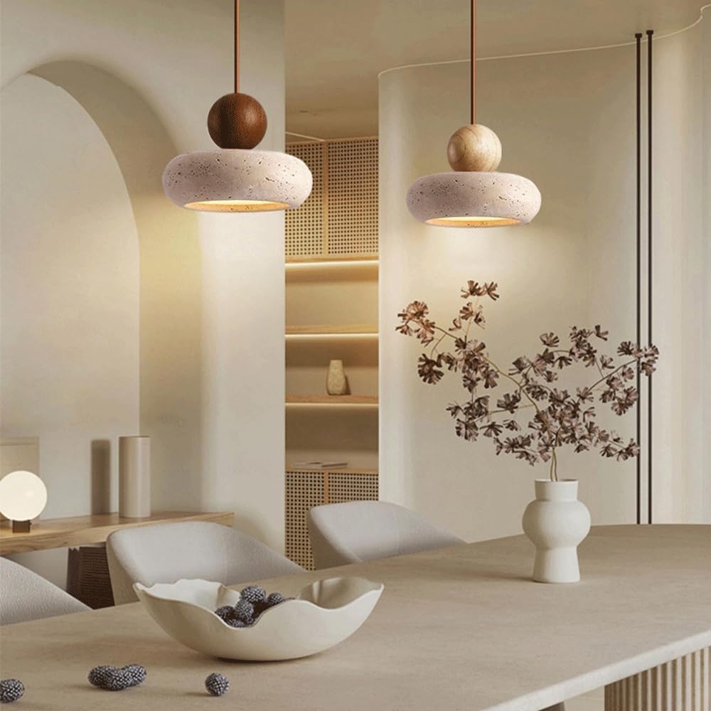Retro Wabi-Sabi Natural Stone Travertine Pendant Light