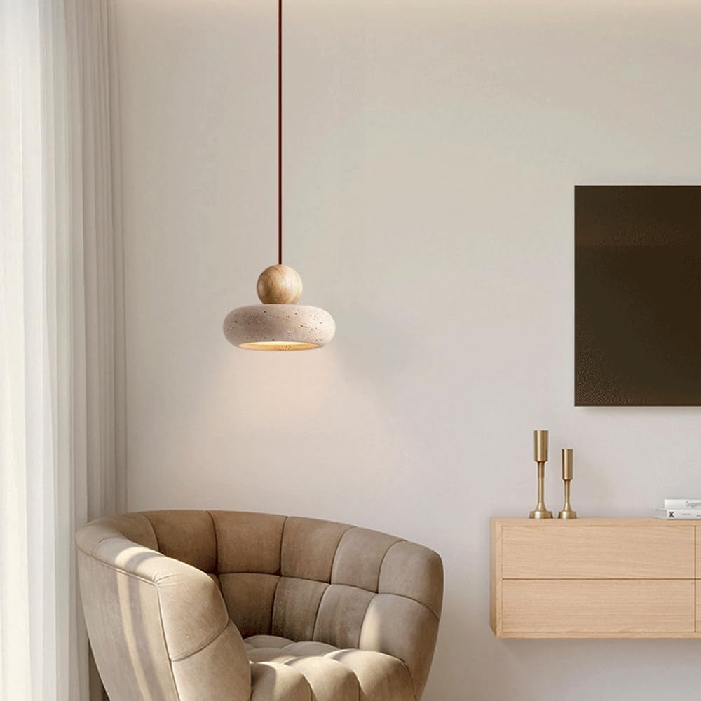 Retro Wabi-Sabi Natural Stone Travertine Pendant Light