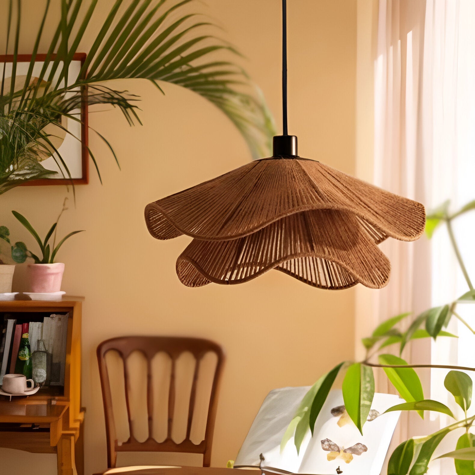 Cape Points Boho Natural Jute Fiber Pendant Light