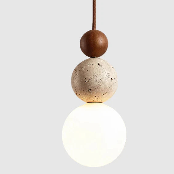 Elegant Glow Cream Stone Bedside Pendant Light