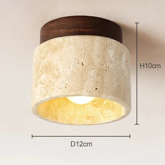 The Stone Travertine Japandi LED Ceiling Lamp
