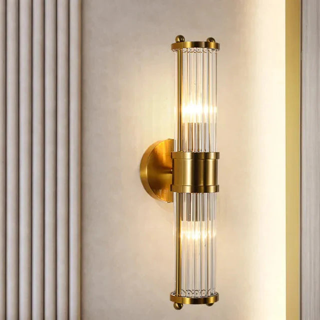 The Lumina Bloom Brass Crystal Japandi Wall Lamp