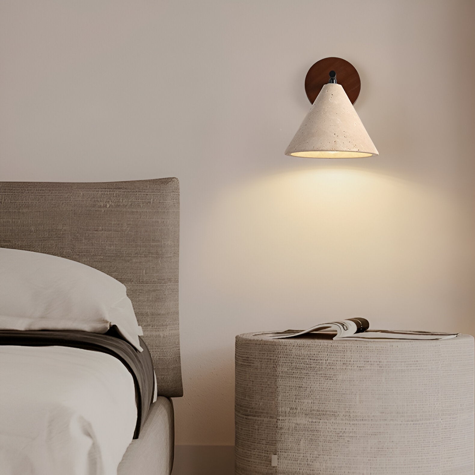 Yellow Travertine Cone LED Wall Light