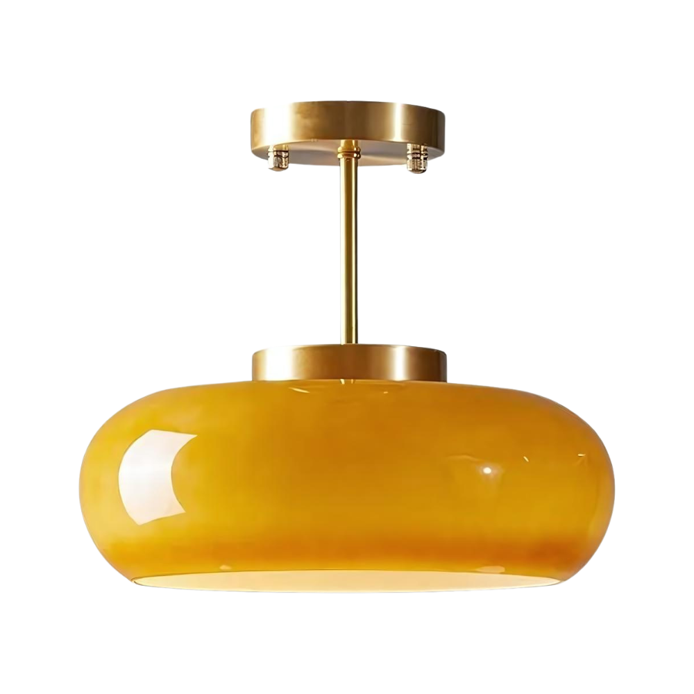 AMBER GLASS DRUM PENDANT