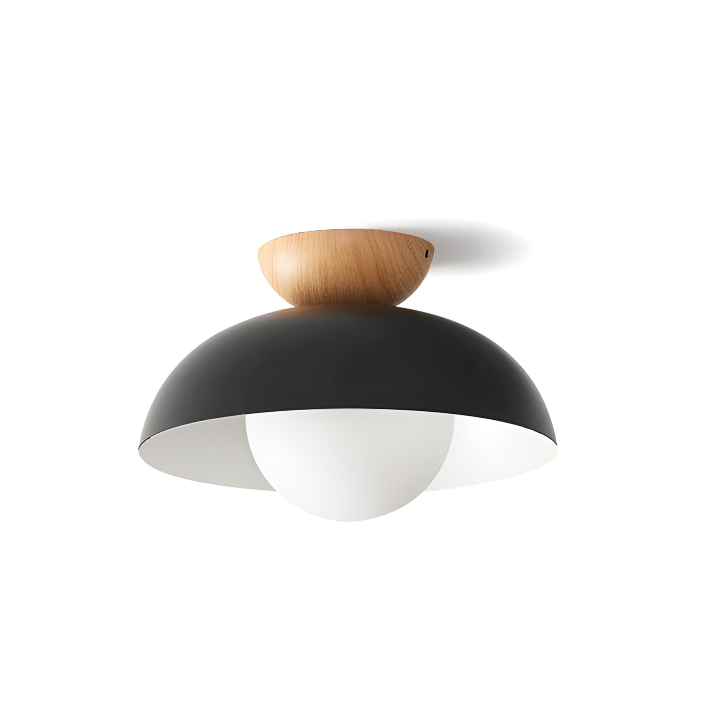 BLACK DOME WOOD CEILING LAMP