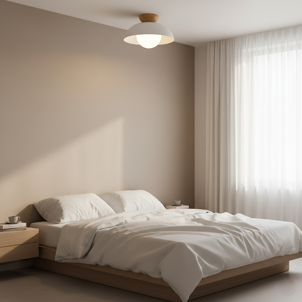 BLACK DOME WOOD CEILING LAMP